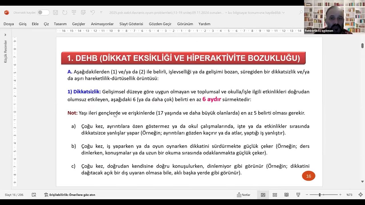 2025 Davranış ve Uyum Problemleri (DEHB)