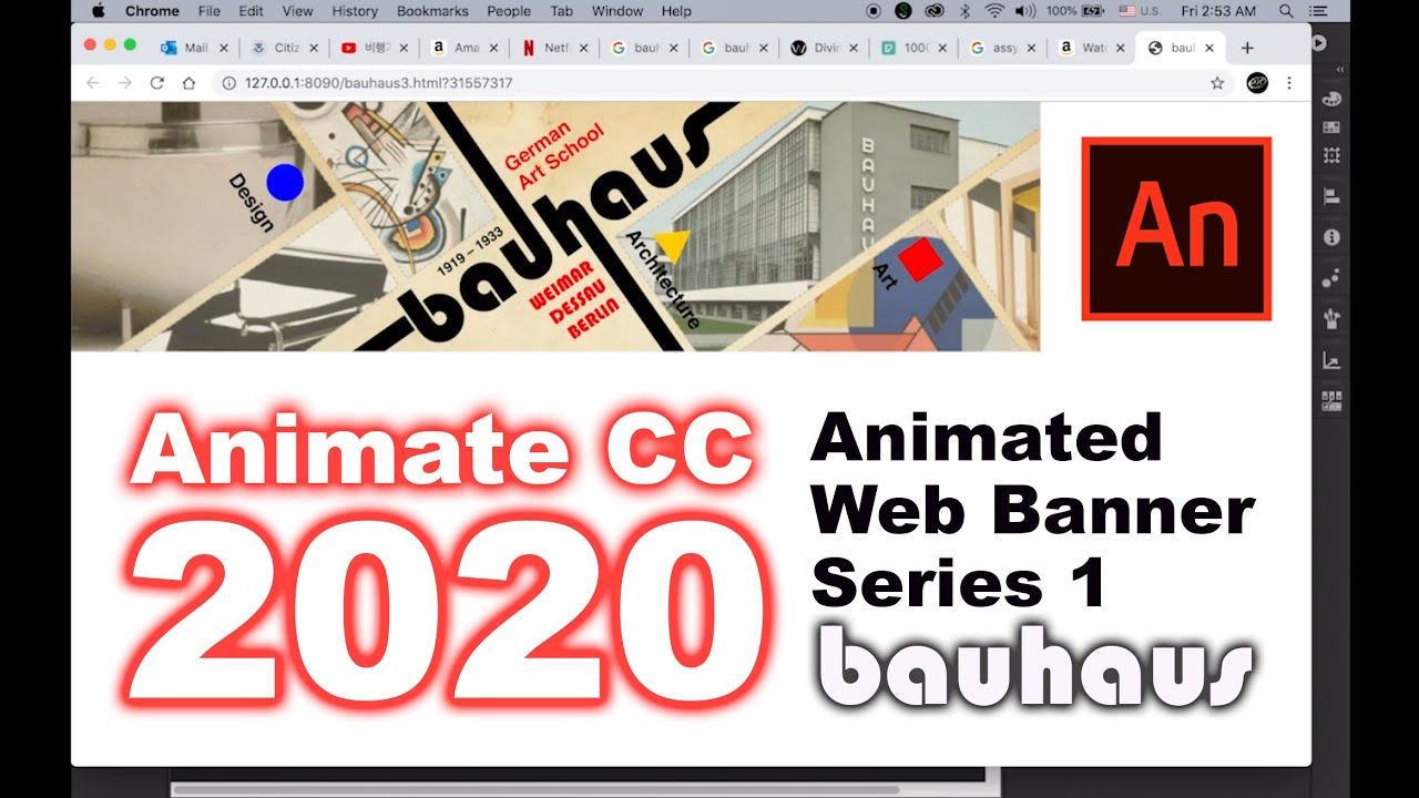 Adobe Animate CC 2020, Animated Web Banner Series 1 - Bauhaus