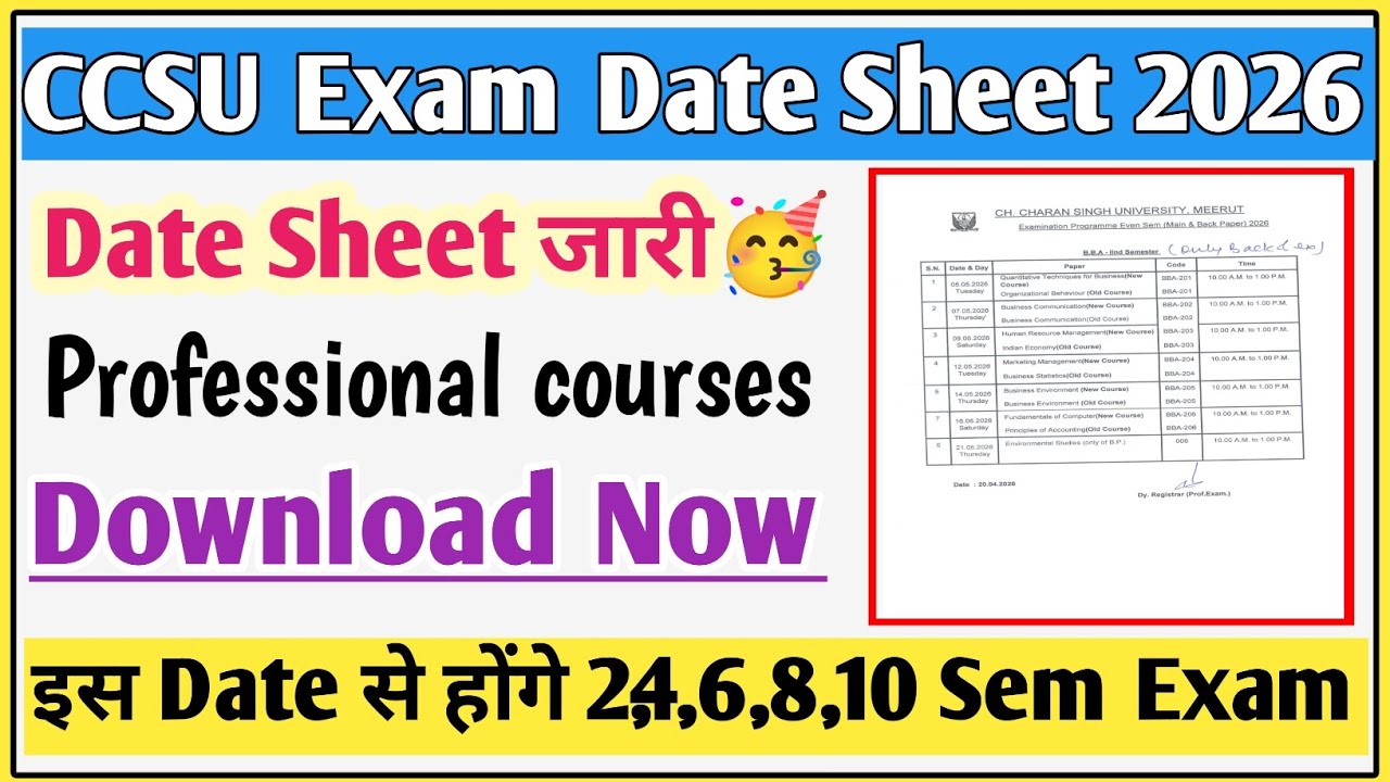 CCCU exam date sheet 2026 | CCSU date sheet 2026 | CCSU news update today | ccsu exam date 2026