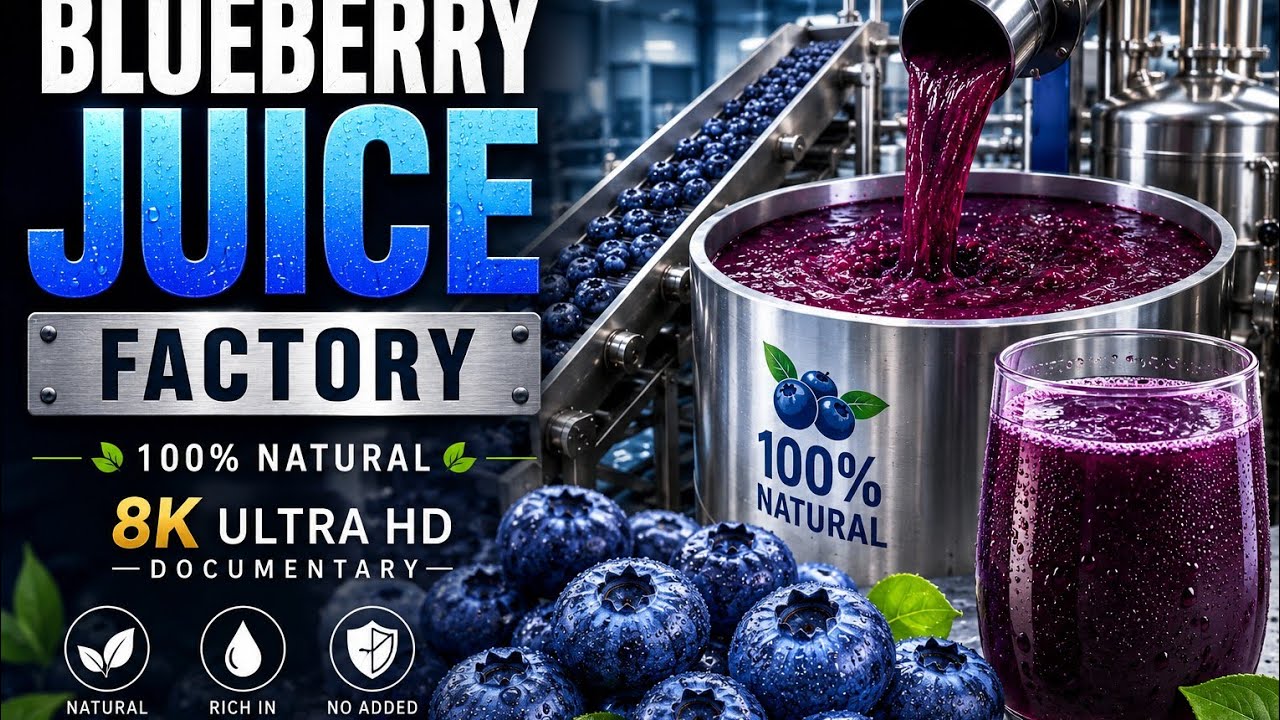 Blueberry Juice Factory 🫐 | Amazing Blueberry Juice Production Process | 8K Factory Documentary
