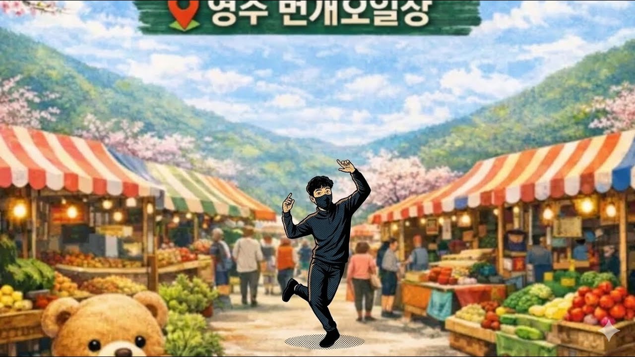 신영주 번개시장 한뚜껑 개나리소리 나들이~