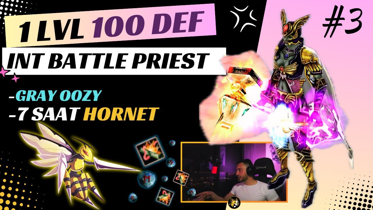 1 Level 100 Def Elit Int Battle Priest | 7 SAAT HORNET ve GRAY OOZY  | Ezik Farm | Knight Online