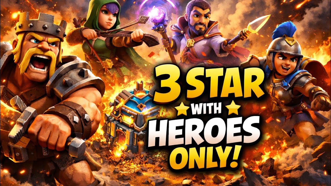 TH13 3 STAR Attack with ONLY HEROES 😱 | No Troops Challenge
