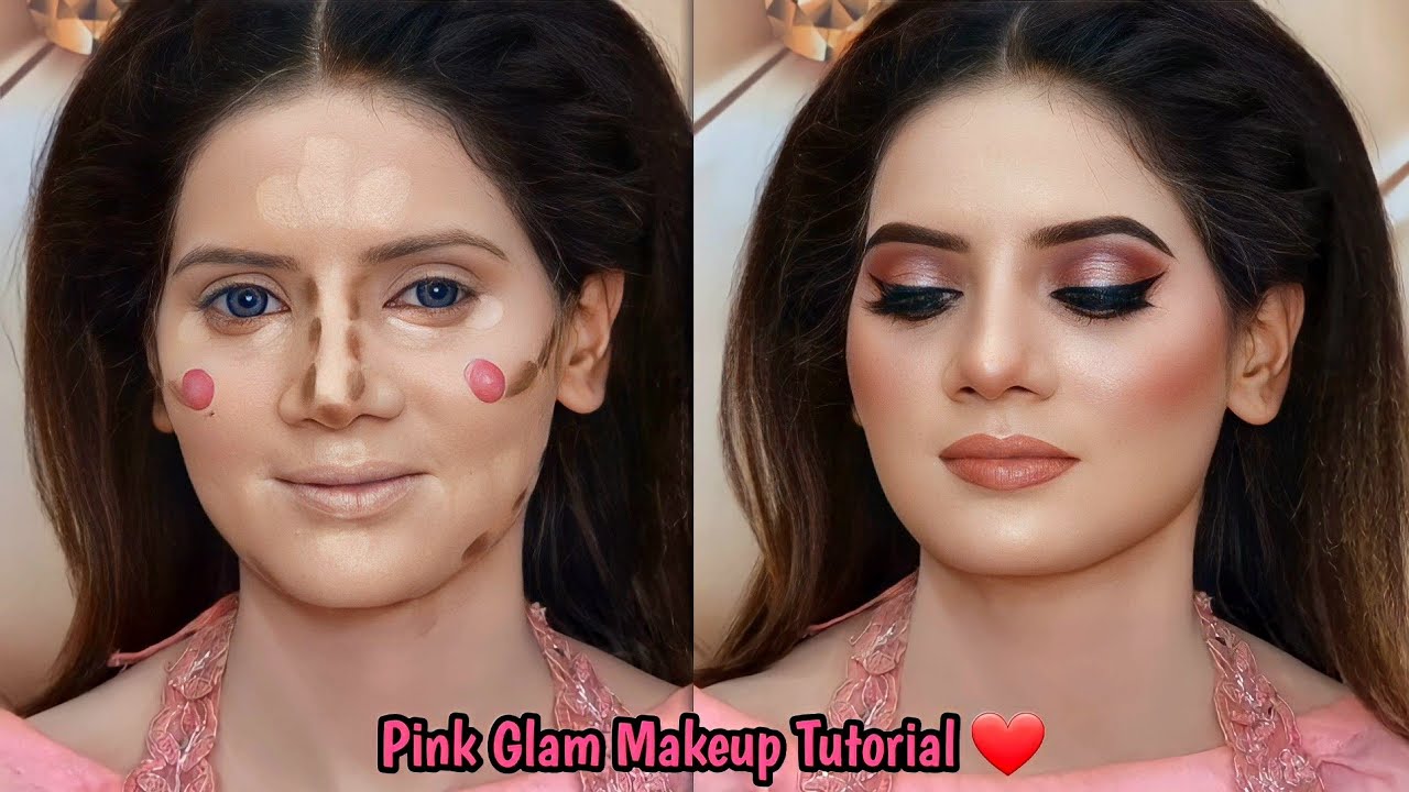 Pink Glam Makeup Tutorial with Underbase Contouring || Parlour Secret Glowy Makeup Tips & Tricks...