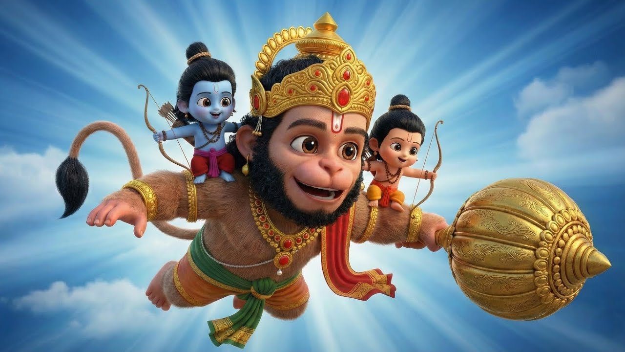 Shree Hanuman Chalisa | Jai Hanuman Gyan Gun Sagar | Powerful Hanuman Bhajan | 3d kids animation
