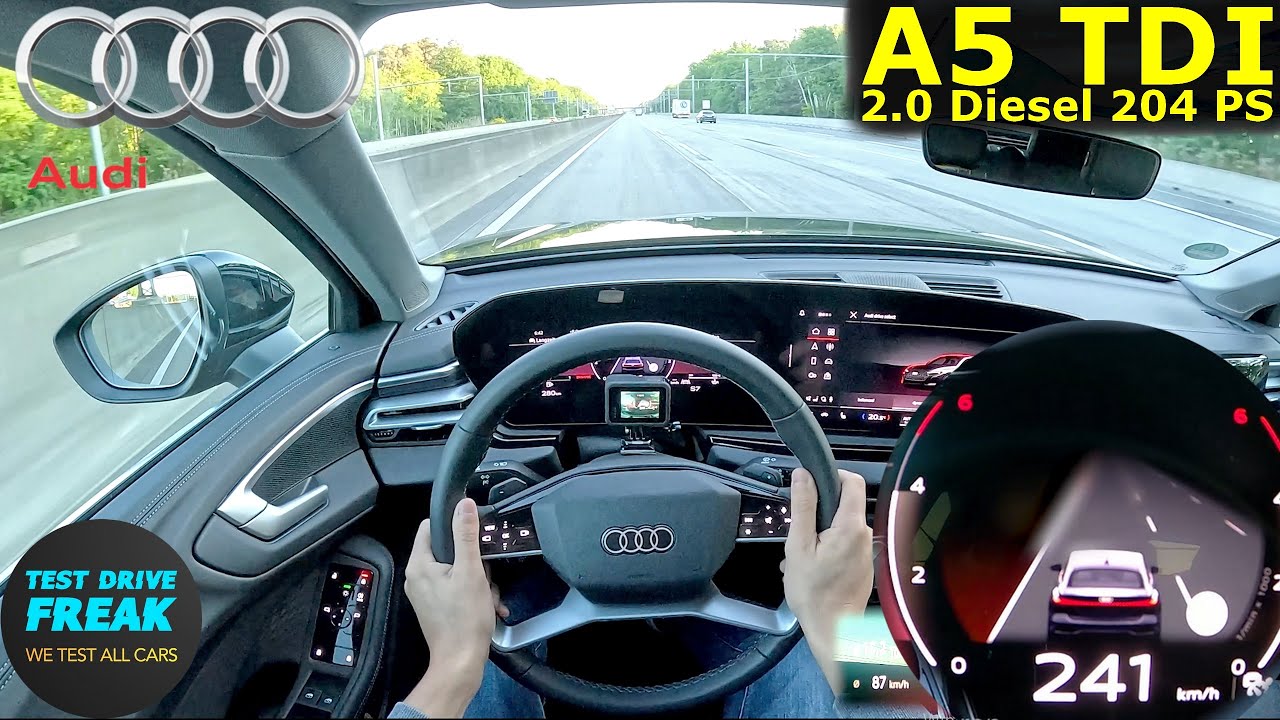 2025 Audi A5 2.0 TDI Sedan 204 PS 🚀 Top Speed POV Drive + Fuel Consumption | Autobahn No Speed Limit