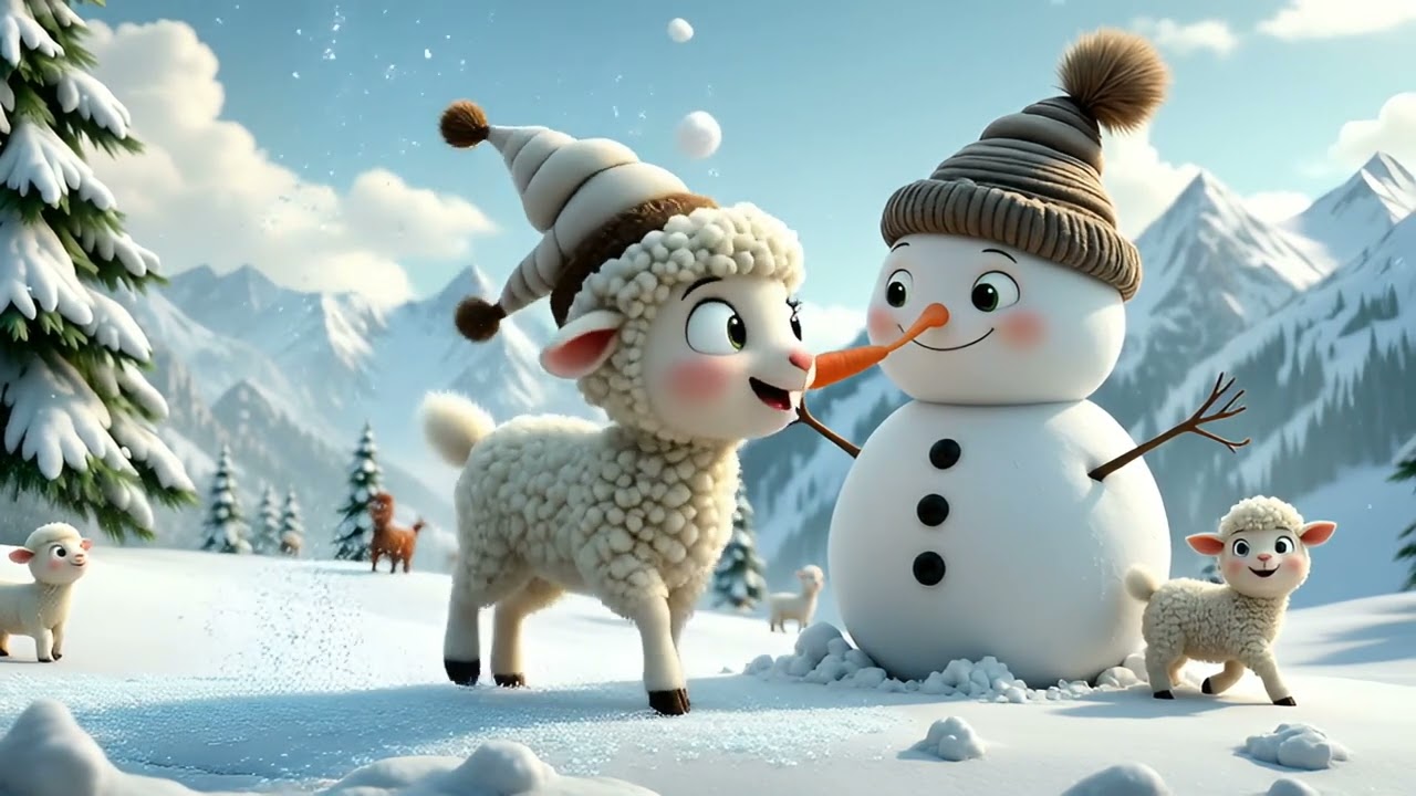 ❄️Sweet Lamb Enjoying a Snowy Day- The Silly Snow Lamb! | A Tumbling Winter Song for Kids 🐑