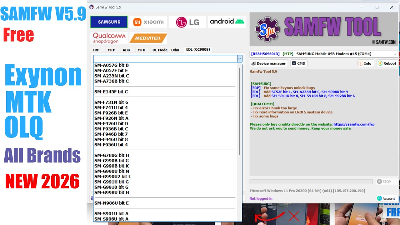 SamFW Tool V5.9 2026 | Samsung FRP Tool, Samsung FRP bypss 2026