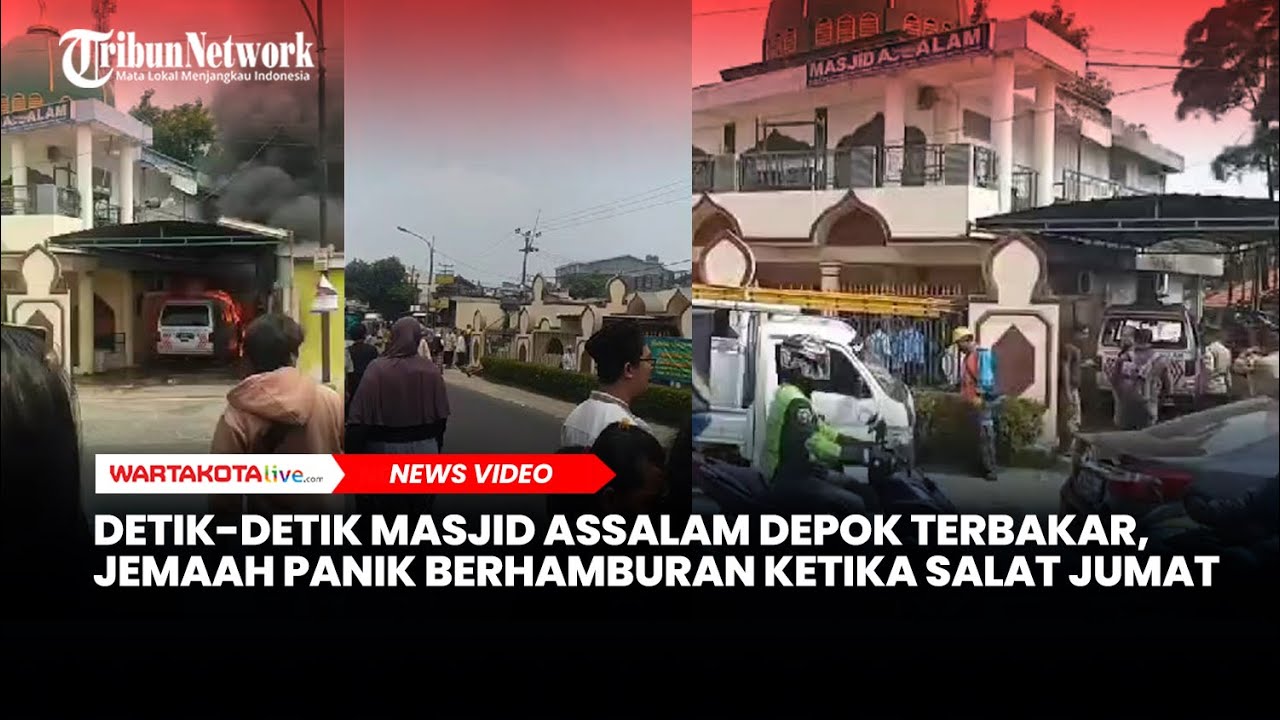 Detik-detik Masjid Assalam Depok Terbakar Hebat, Jemaah Panik Berhamburan Ketika Salat Jumat