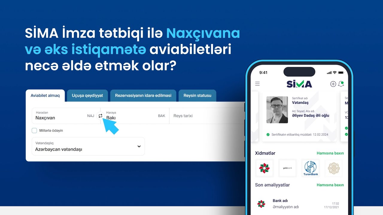 Sima İmza ilə Naxçıvana aviabiletlərin əldə edilməsi - VİDEO TƏLİMAT