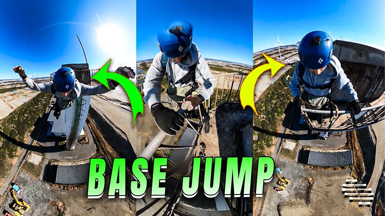 Static Line BASE Jump off Abandoned 60m Chimney Tower