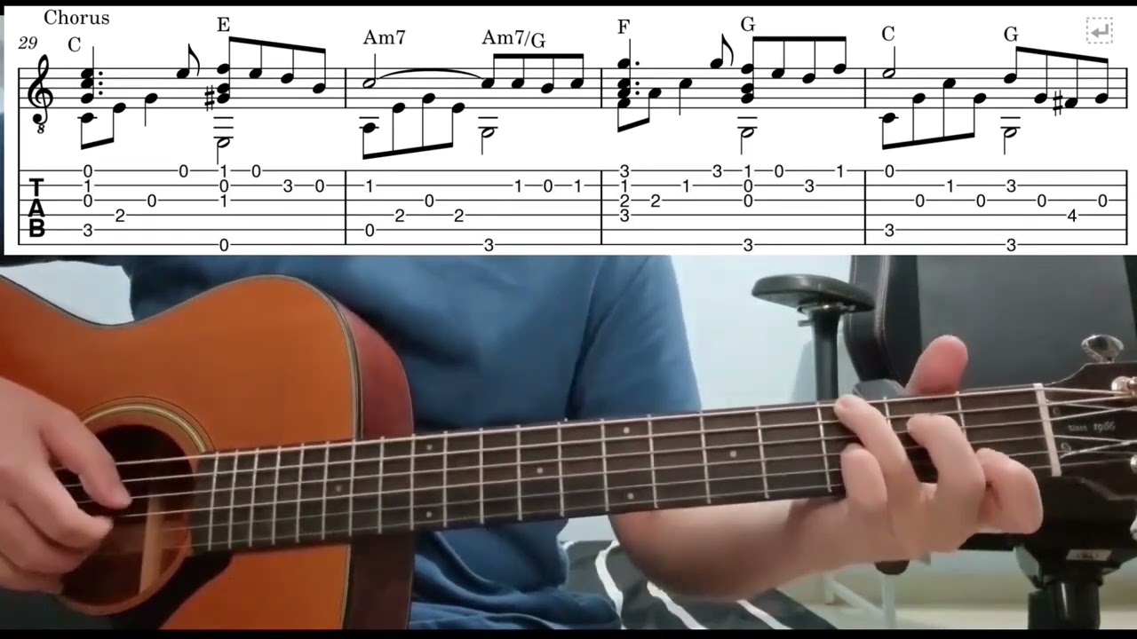 彩虹 (周杰倫) - 指彈吉他谱 Cai Hong (Jay Chou) - Easy Fingerstyle Guitar Playthrough Lesson With Tabs
