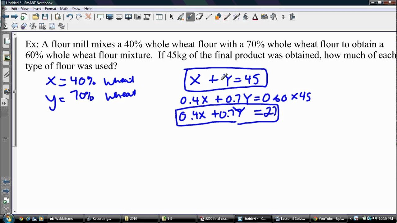 Solving a Linear System of Equations with Percents (Word Problem)