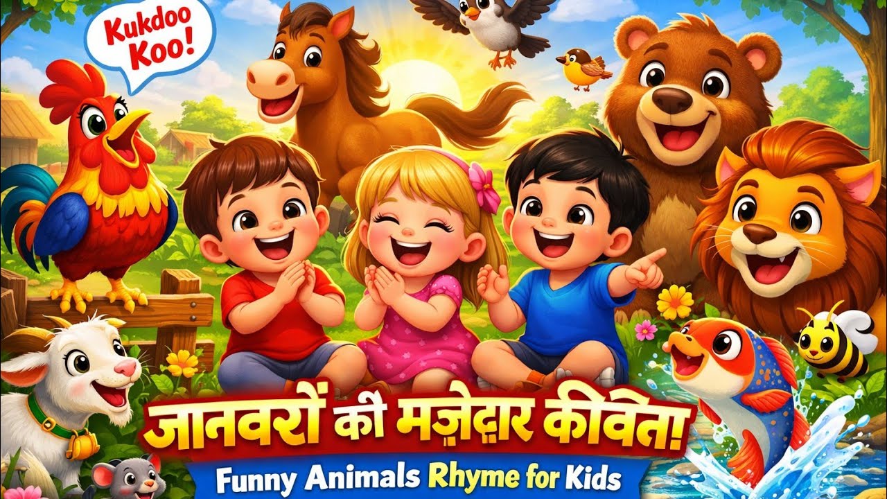 Kukdoo Koo Poem | कुकड़ू कू | Fun Hindi Rhyme & Poem for Kids | Nursery Rhymes