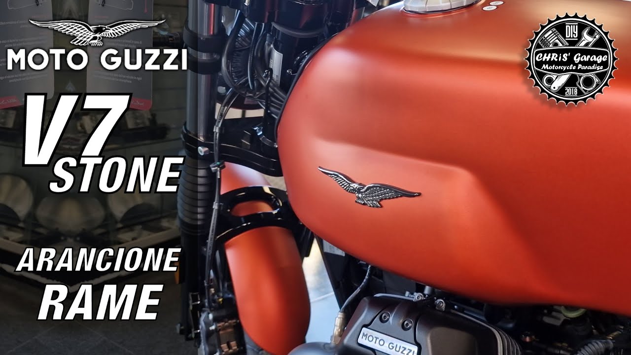 MOTO GUZZI V7 Stone 850 Arancione Rame - Dettagli colorazione in 4K