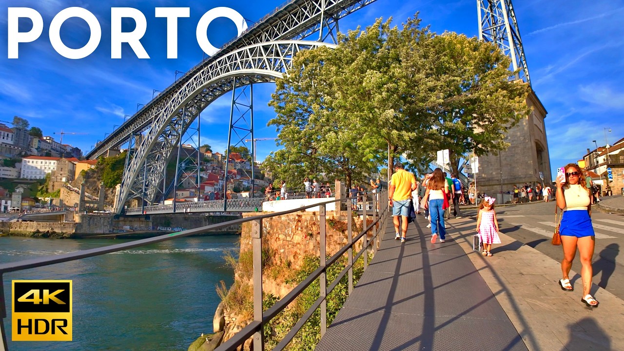 PORTO Walking Tour: GAIA Riverside & Luis Bridge 4K HDR