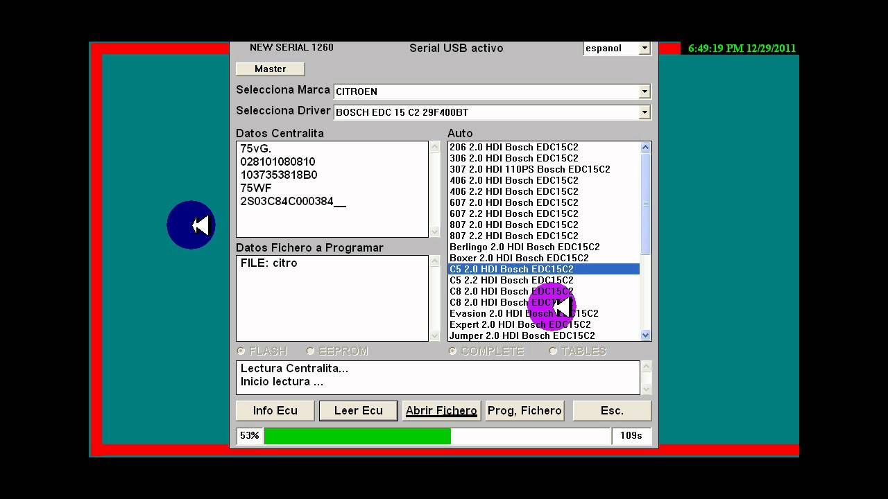 reprogramar ecu con galletto 1260