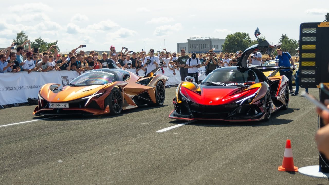 Loudest dragraces ever! Apollo IE VS EVO - Hypercar dragraces: Bugatti,Ferrari, Pagani Huayra R,...