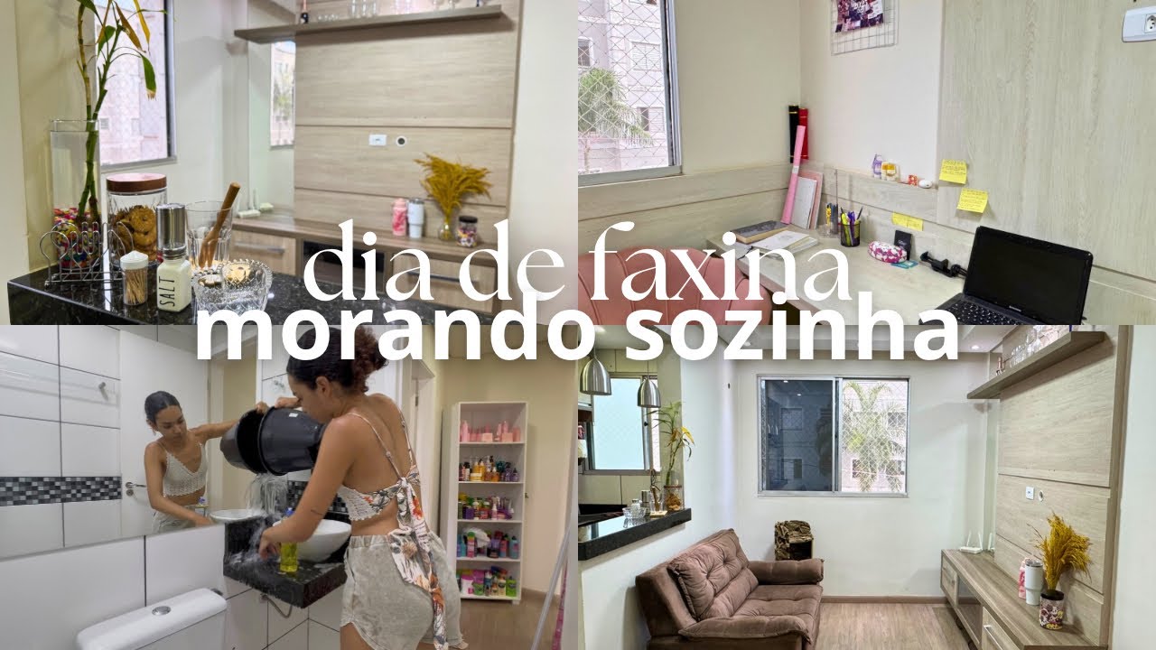 DIA DE FAXINA NO APÊ MORANDO SOZINHA| Tirando pó de tudo| Passando pano + 🫧🏡