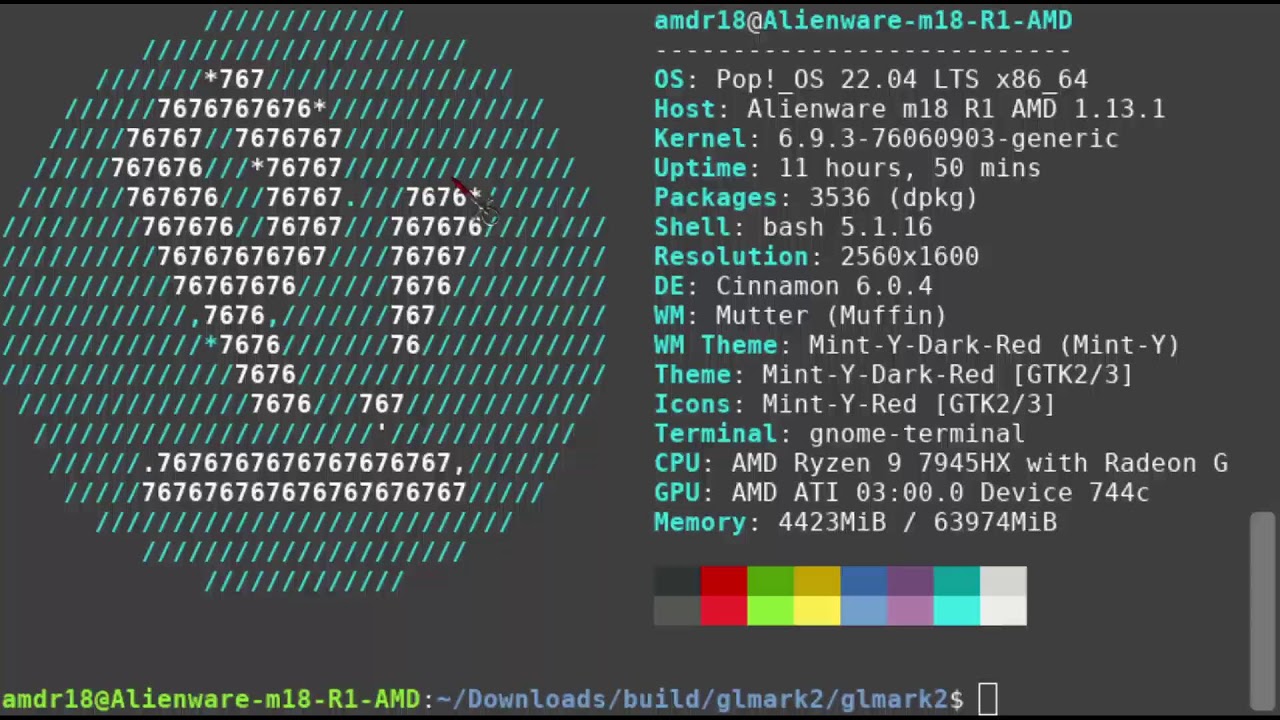 vkmark & glmark2 benchmark - AMD RX 7900m {LINUX}