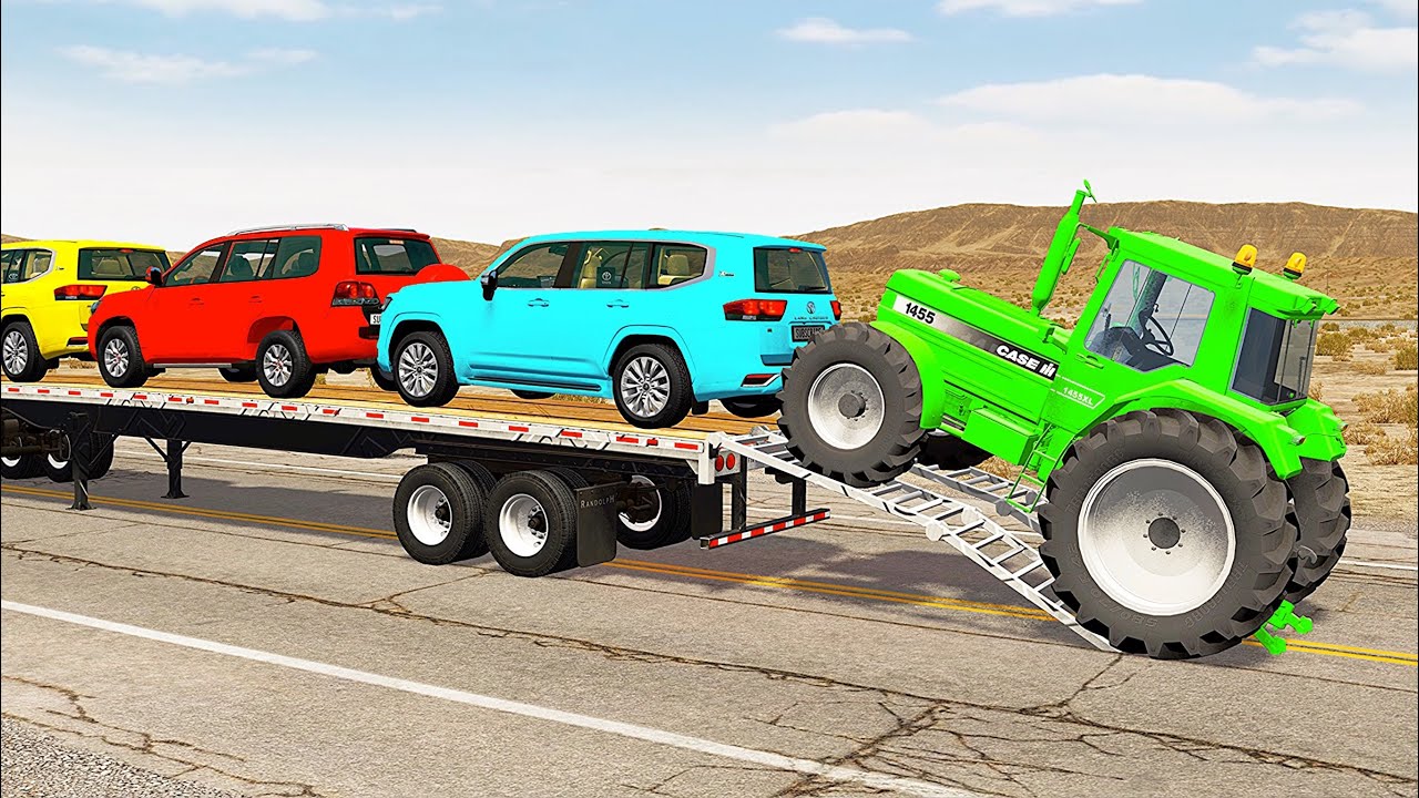 Flatbed Truck Mcqueen  | Transportation with Truck - Pothole vs Car #492 - BeamNG.Drive