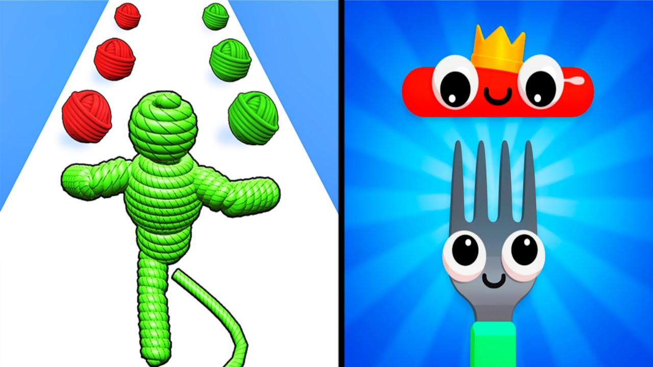 Rope Man Run Vs Fork n Sausage Max Levels Unlocked Speed Run Gameplay 