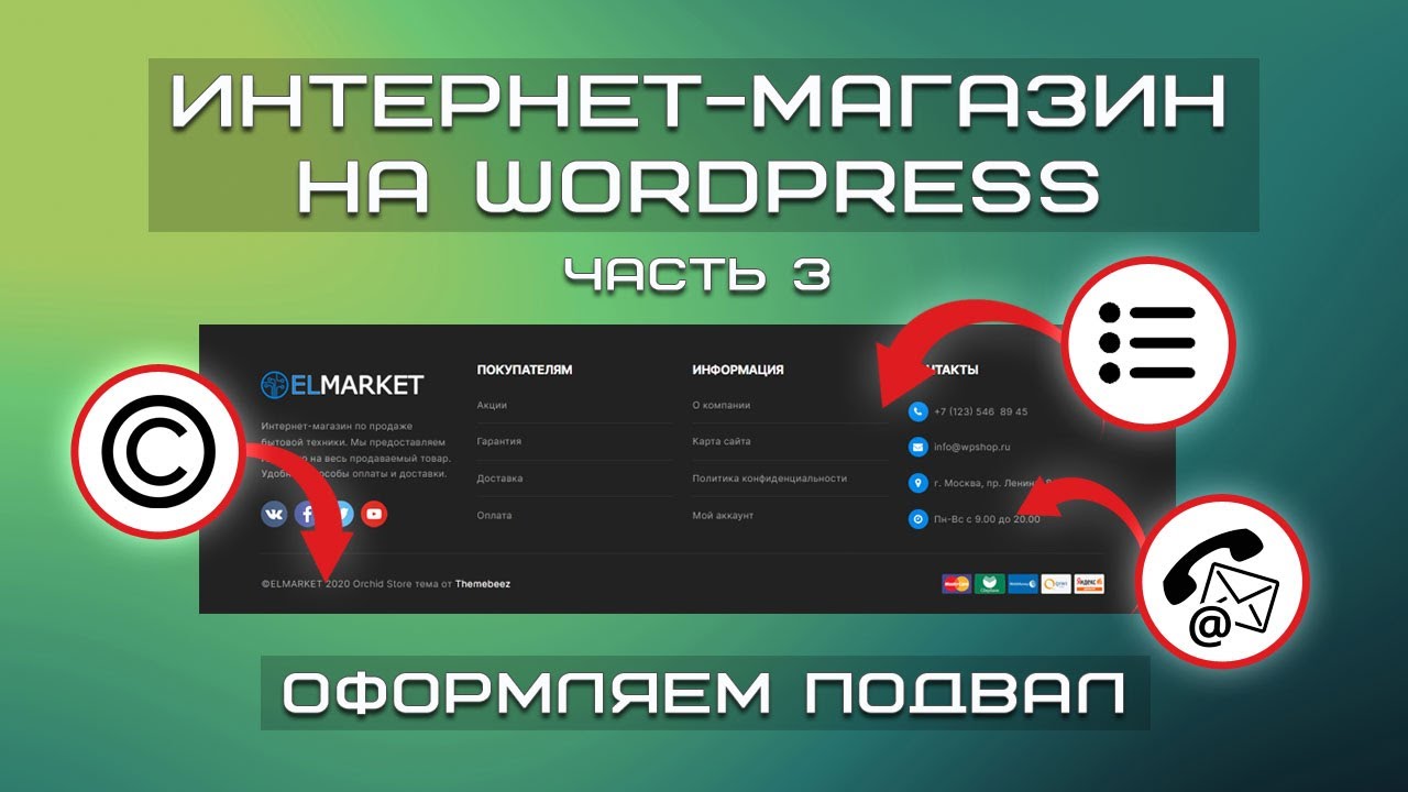 Интернет-магазин на WordPress БЕСПЛАТНО|Как правильно оформить подвал интернет-магазина