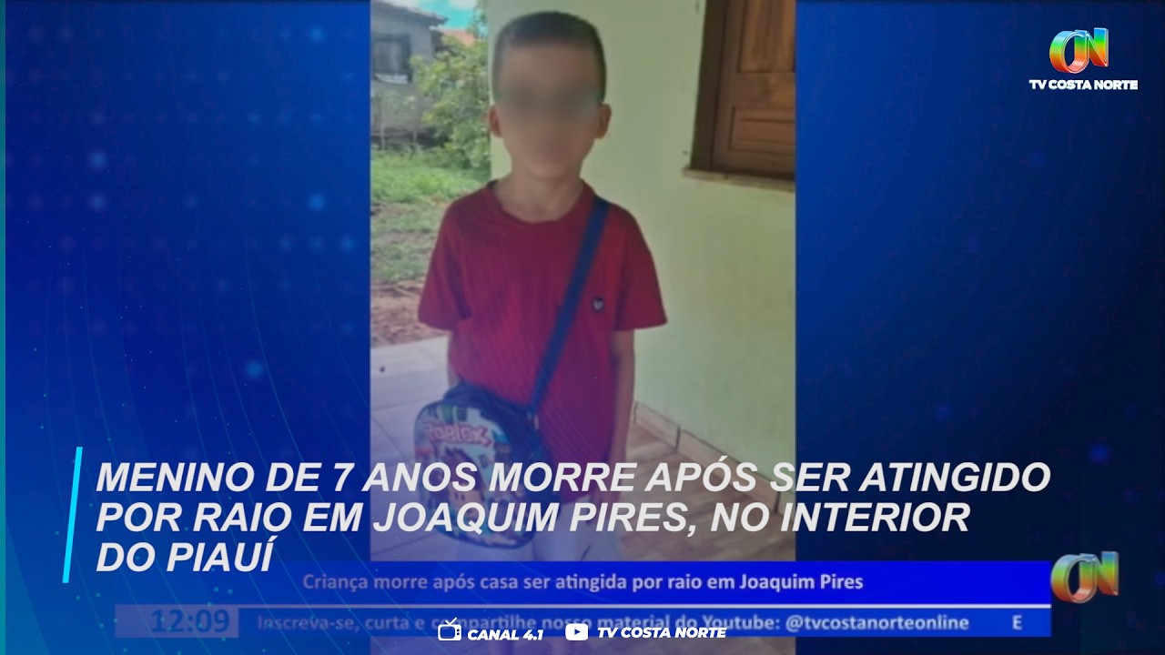 Menino de 7 anos morre após ser atingido por raio em Joaquim Pires, no interior do Piauí