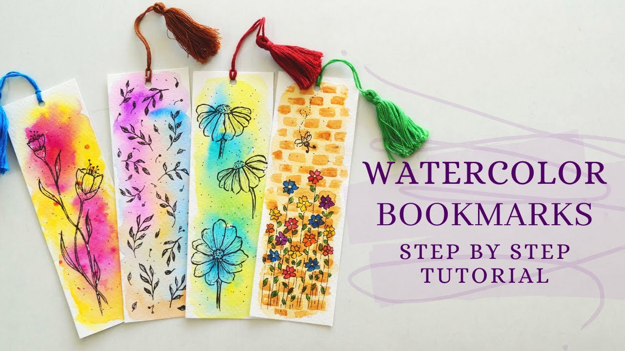 DIY Bookmarks using pen and watercolor || doodle || zentangle || step by step