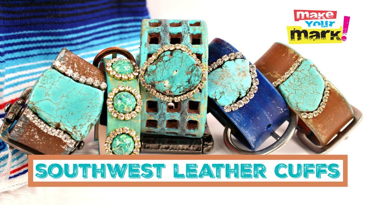 Sparkly Southwest Leather Cuffs - Upcycled DIY