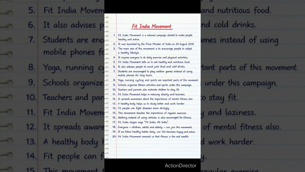 Fit India Movement Essay &ndash; 20 Lines in English