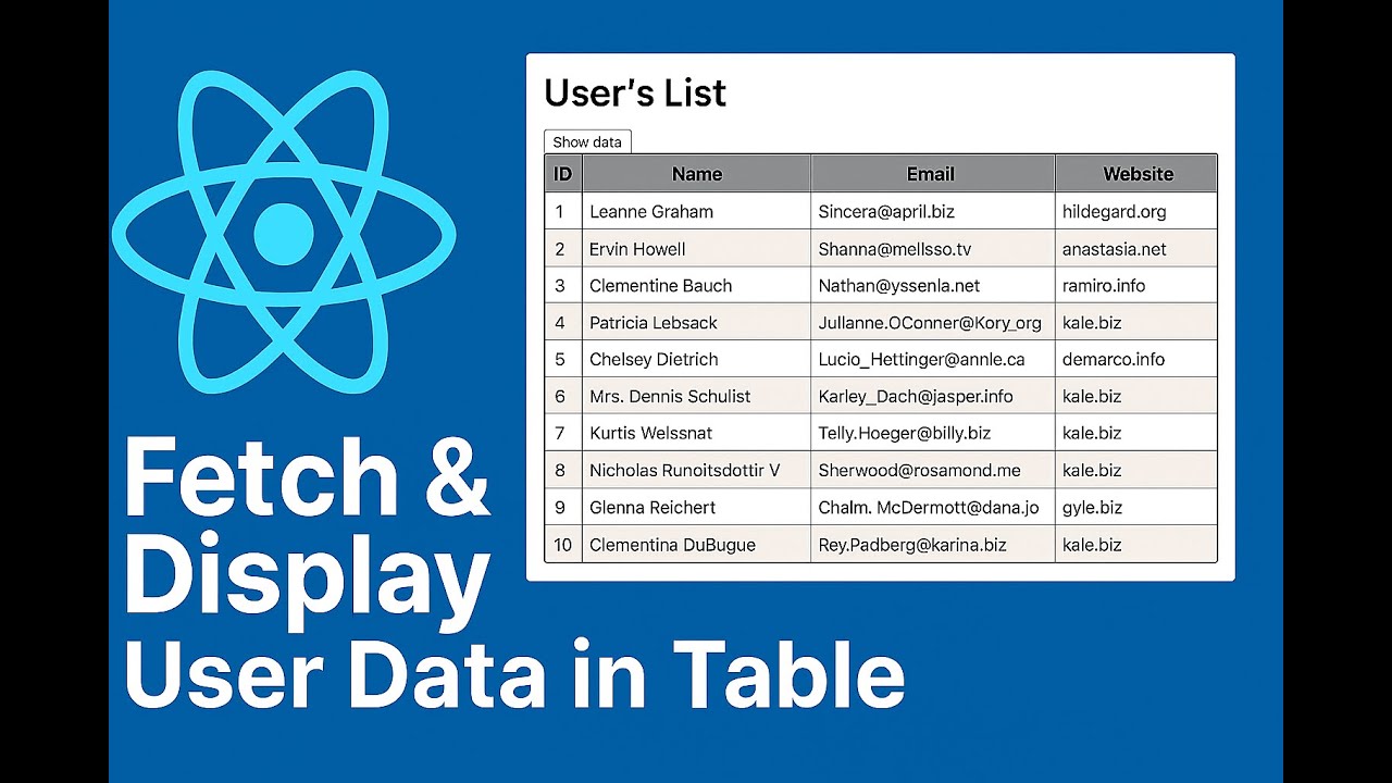 ReactJS Tutorial: Fetch User API & Display in Table (Beginner-Friendly)