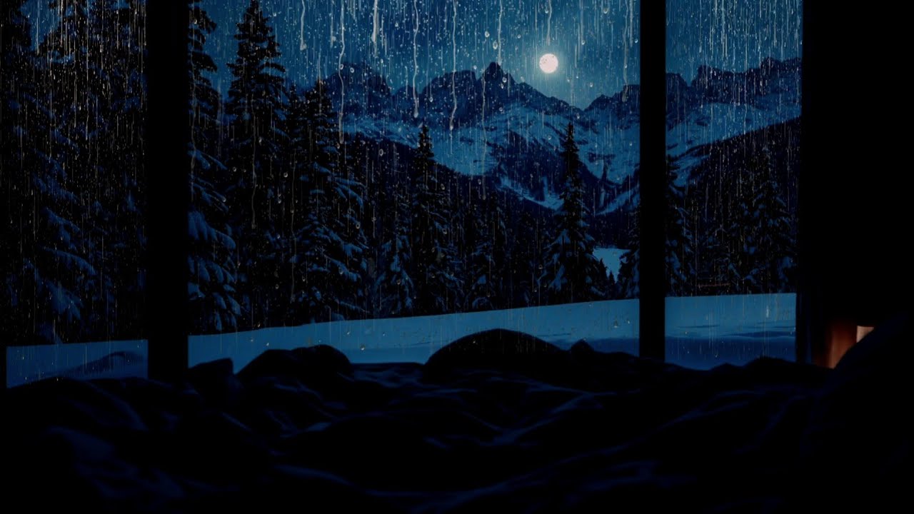 Sleeping in a Mountain Cabin During a Rainy Winter Night | ASMR