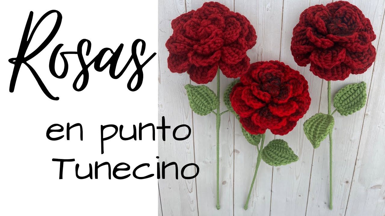 Rosas a crochet-punto tunecino.