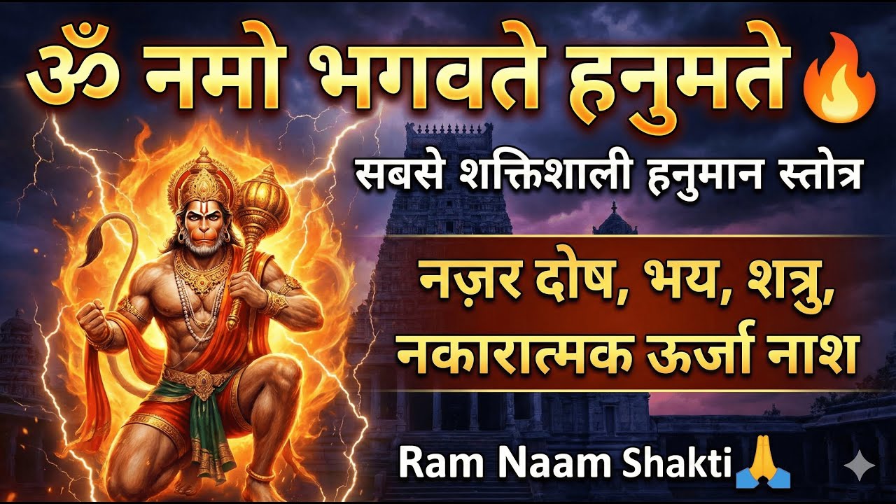 ॐ नमो भगवते हनुमते | सबसे शक्तिशाली हनुमान स्तोत्र | नज़र दोष, भय, शत्रु, नकारात्मक ऊर्जा नाश