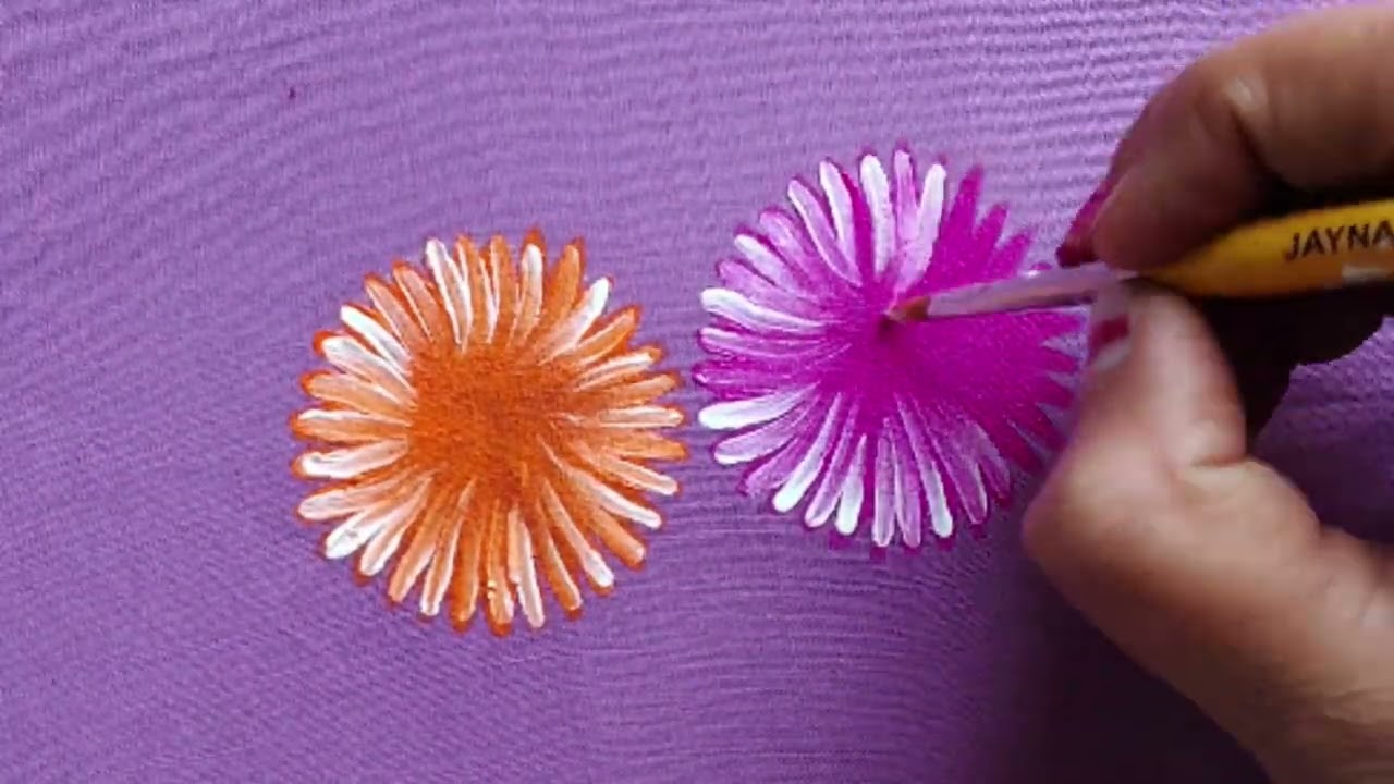 Hand Painted Floral Design on Fabric | Easy Flower Painting Tutorial 🌸