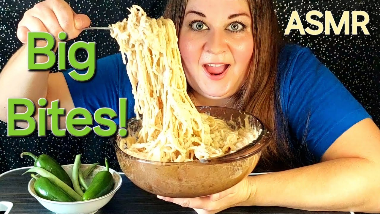 🧀 Satisfying Alfredo Mukbang! 🤭Burps! Jalepenos, too! ASMR EATING 