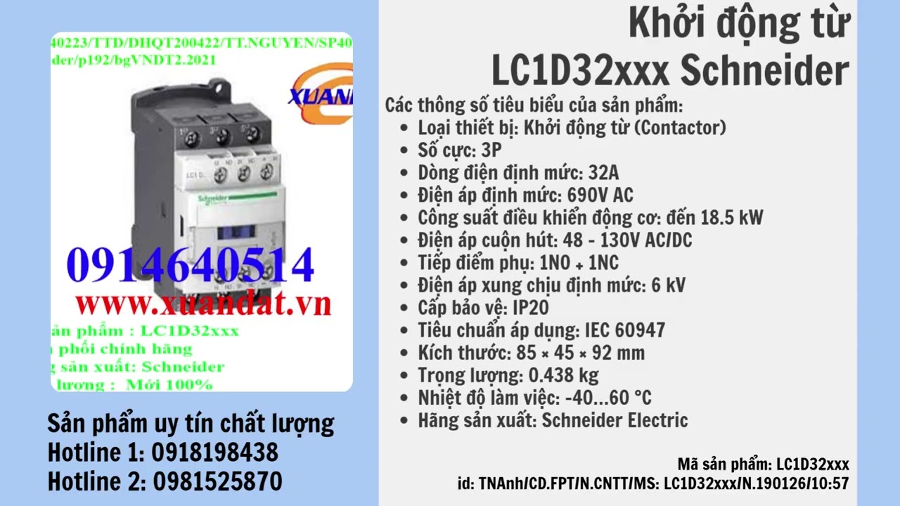 Khởi động từ LC1D32xxx Schneider CĐFPTPolytechnic TNAnh 19 01 2026 10h57