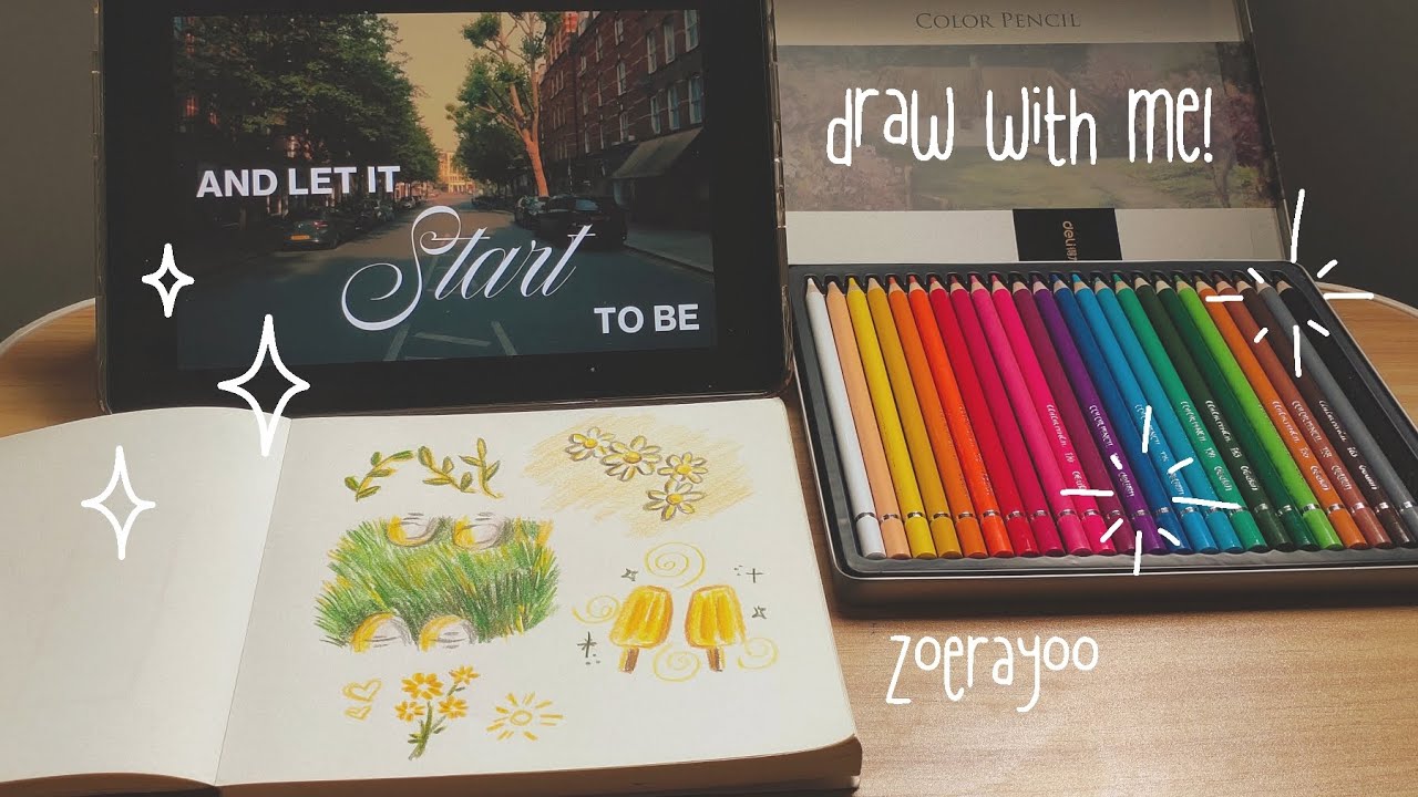 Draw with me | Sketchbook & Color pencil | Vlog