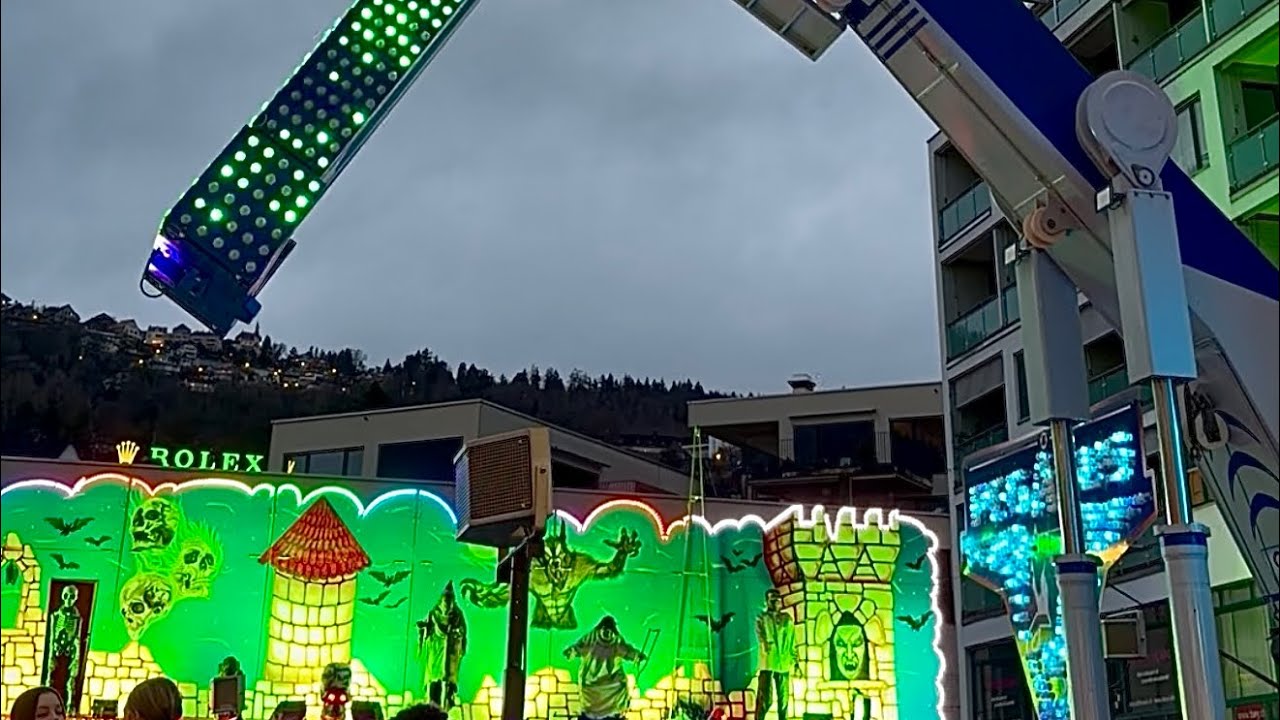 شهربازی در سوئیس، یک عصر فوق العاده.🇨🇭🥰#Schweiz #Jahrmarkt #Abendstimmung #Adrenalin