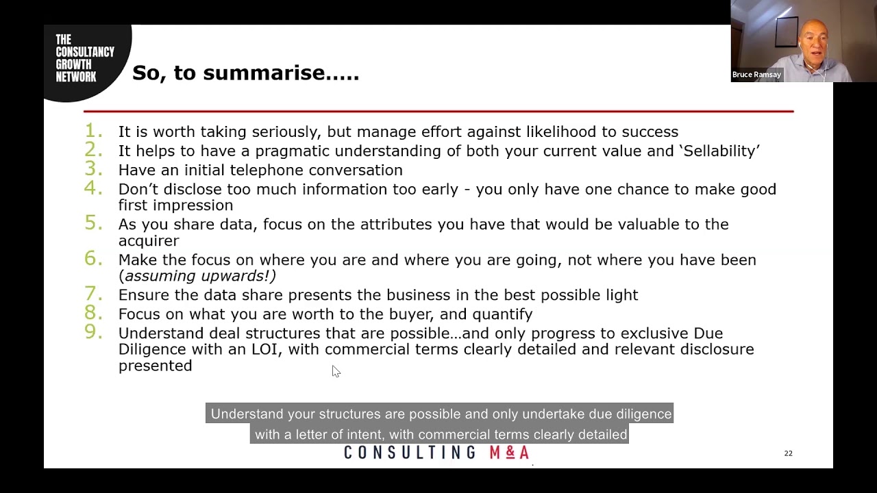 How to handle an approach from an acquirer - summary (Bruce Ramsay)