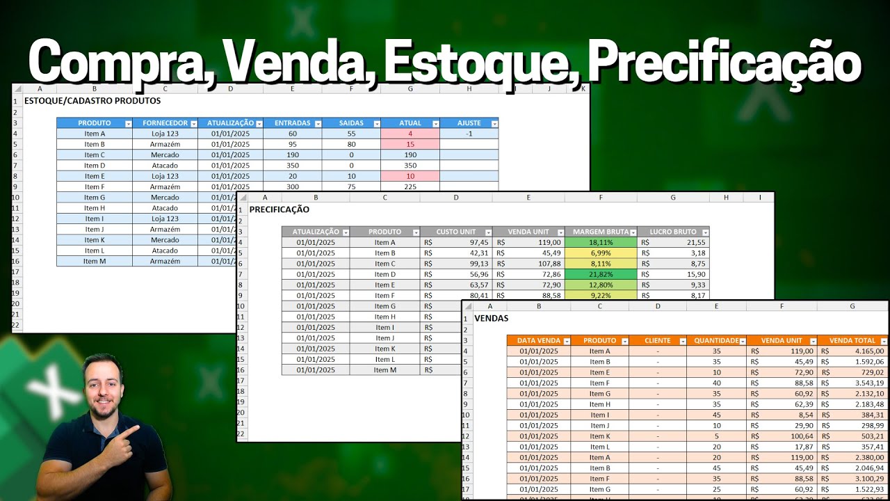 Planilha de Compras, Vendas, Estoque e Precificação | Baixar Grátis | Como Fazer no Excel