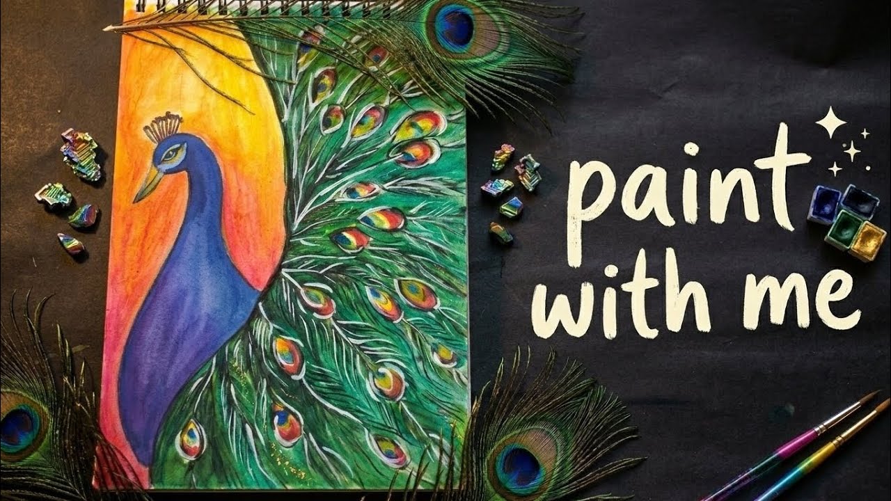Paint With Me: Watercolor Peacock (Relaxing & Cozy)