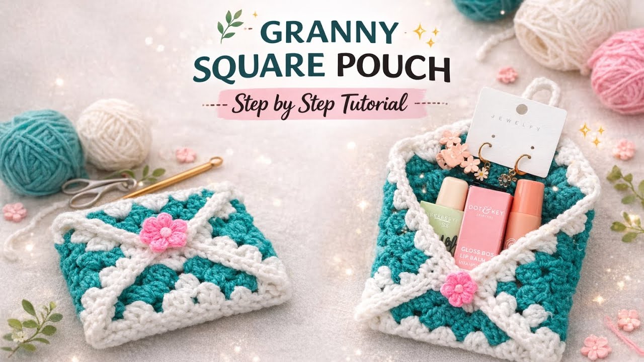 Easy Crochet Granny Square Pouch Tutorial 🧶 | Beginner Friendly