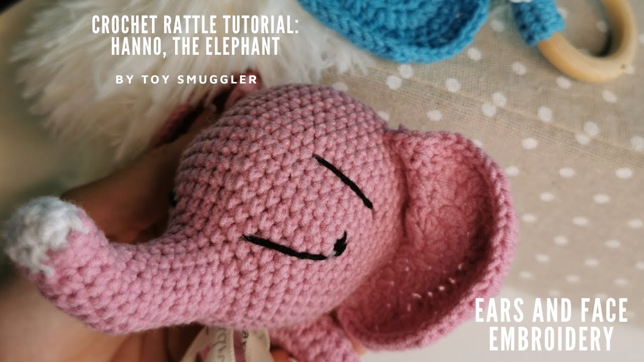 4. Crochet elephant baby rattle tutorial - Ears & Eyes. FREE crochet pattern - EASY and QUICK