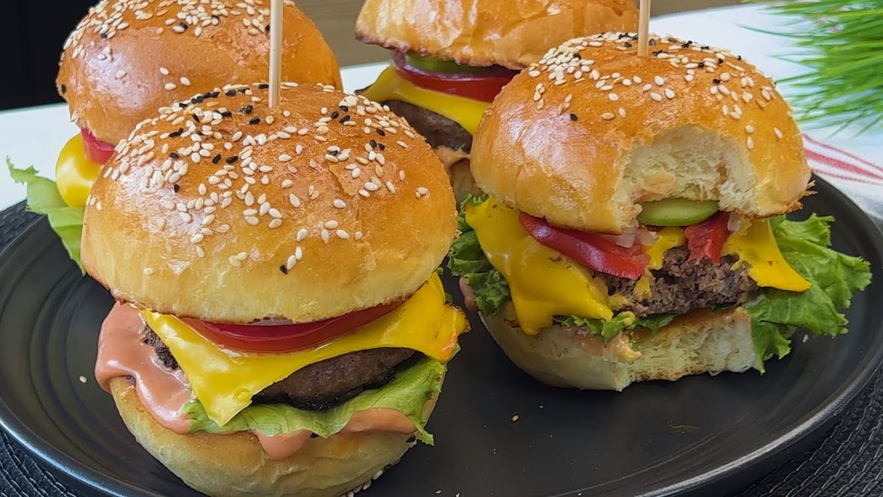 Uy sharoitida mazzali Burger tayyorlash /Bulochka /Лучше чем фаст-фуд!Очень вкусный домашний Бургер