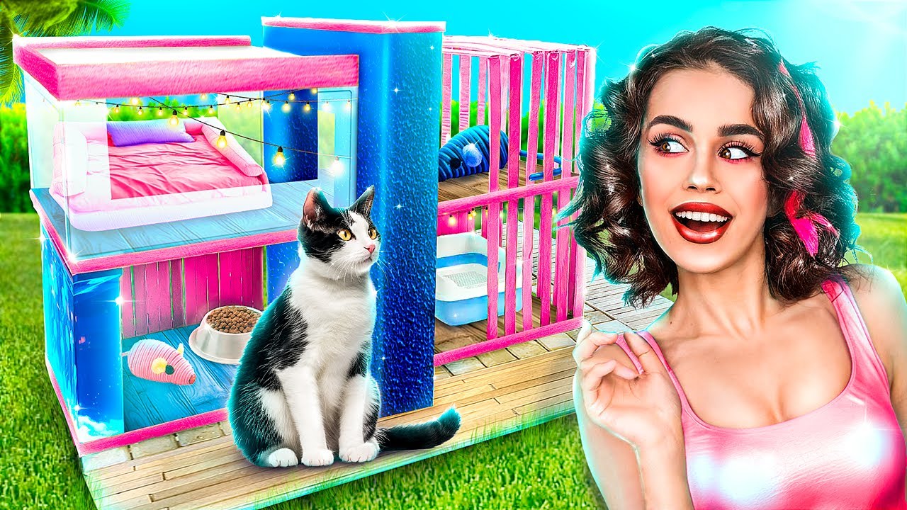 Строим домик мечты для котенка! Мы спасли бездомного котенка!