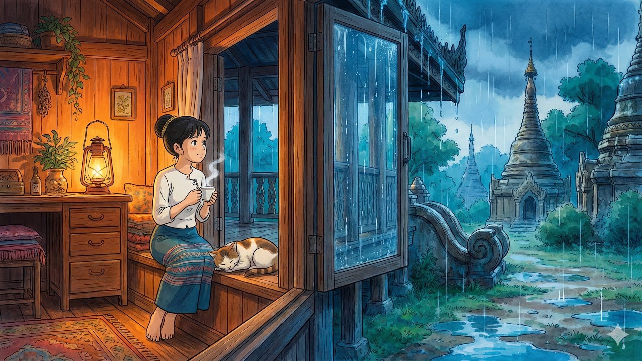 The Girl Who Lives Among The Pagodas🚲Peaceful Life in Magical AncientCity(Ghibli Inspired Animation)