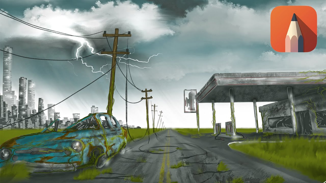 How to paint a Post-Apocalyptic Wasteland with Autodesk Sketchbook Mobile