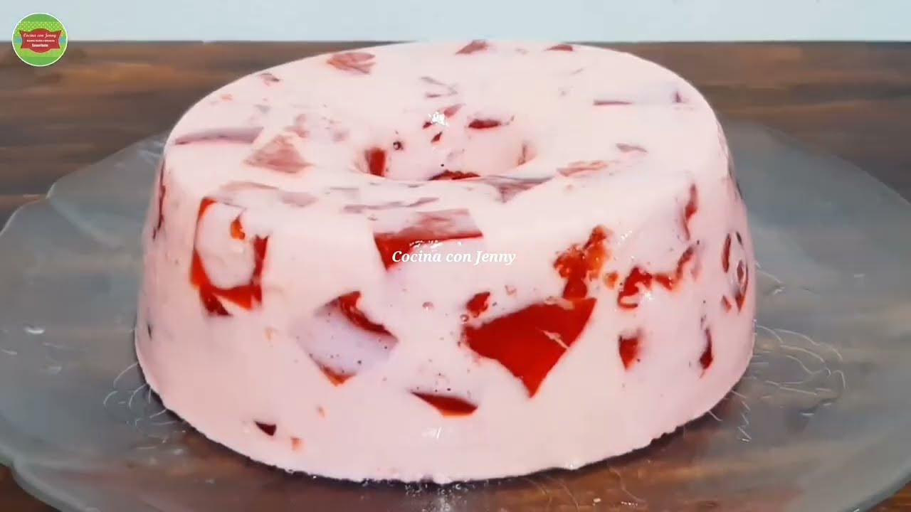 Gelatina mosaico de fresa y crema riquísima /Cocina con Jenny 